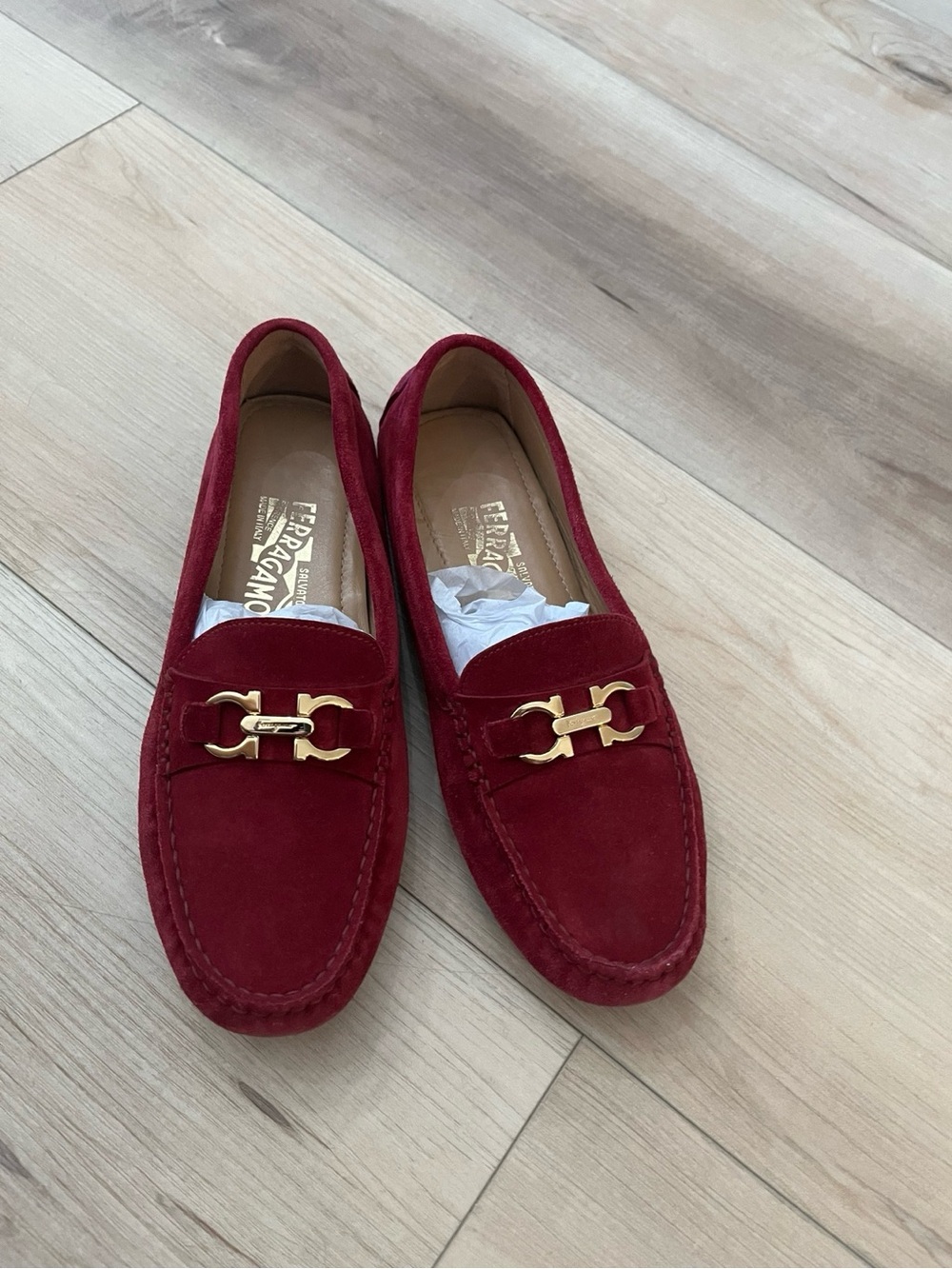 Salvatore Ferragamo Women's Wine Suede Loafers